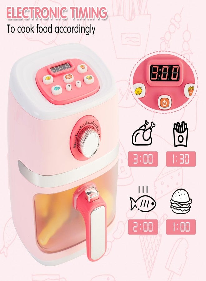 ACROFEK Play Kitchen Accessories, Pretend Kitchen Appliances Set with Toy Air Fryer for Kids with Sound and Lighting, Color-Changing Play Food, Birthday Gift for Boys and Girls Ages 3-5 4-8,Pink - Image 4